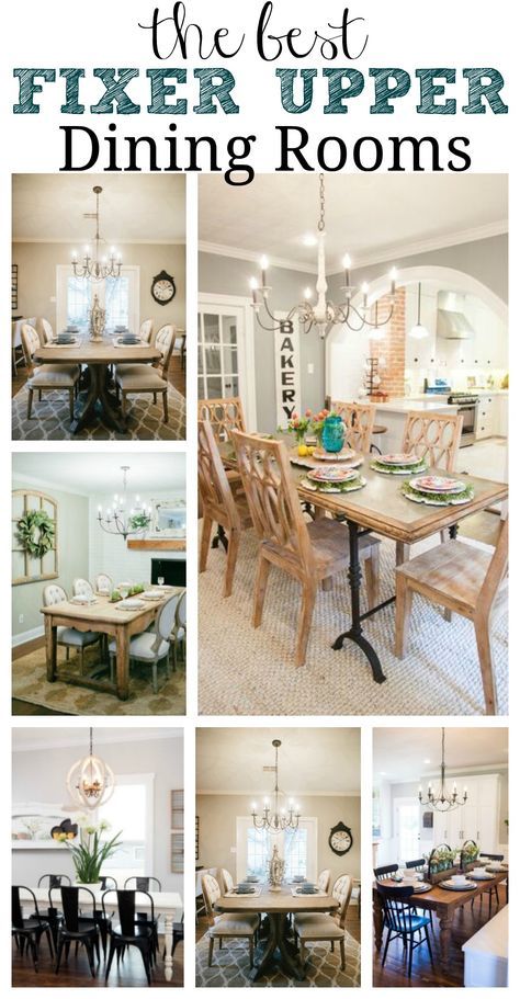 The best Fixer Upper Dining rooms. A must pin for farmhouse style dining room decor and inspiration! Joanna Gaines Dining Room, Joanna Gaines Living Room, Fixer Upper Dining Room, Fixer Upper Living Room, Farmhouse Style Dining Room, Fixer Upper Kitchen, Farmhouse Dining Room Table, Dining Room Paint, Dining Room Remodel