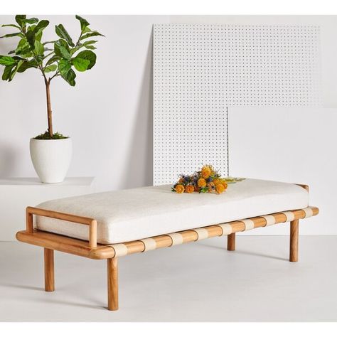 SafaviehCouture Constantine Upholstered Bench & Reviews | Wayfair Couture, Tire Craft, Contemporary Bench, Coastal Elegance, Teak Bench, Sofa Designs, White Upholstery, Primary Bedroom, Wayfair Furniture