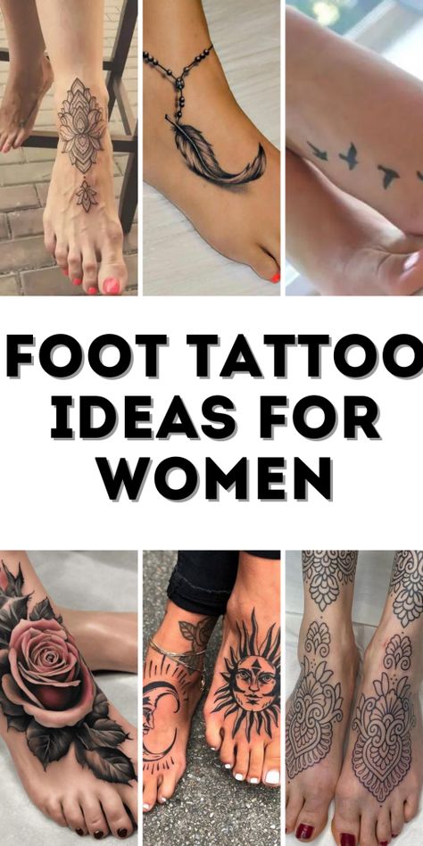 Explore creative foot tattoo ideas for women with beautiful, small, and unique designs, perfect for covering up or adding a simple, elegant touch. Tattoos That Look Like Henna, Women Foot Tattoos Ideas, Elegant Ankle Tattoos For Women, Matching Calf Tattoos For Women, Wrap Around Ankle Tattoos For Women, Side Foot Tattoos For Women, Foot Tattoo Stencil, Inner Foot Tattoo, Tiny Hip Tattoos For Women