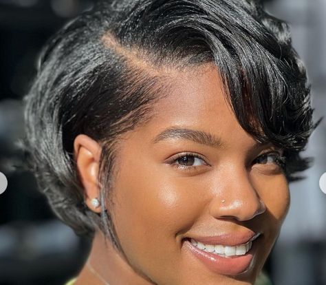 Short Relaxed Haircuts For Black Women, Black Woman Short Curly Hairstyles, Short Hairstyles For Relaxed Hair, Short Hair On Round Chubby Face, Short Relaxed Bob Black Women, Butterfly Cut Black Women, Perm Cut Haircuts Short Hairstyles, Pixie Cut Black Women Round Faces, Short Cut Styles Black Women