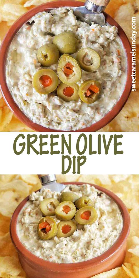 Green Olive Dip is a simple cream cheese style dip with strong bold flavours. Using stuffed green olives, this easy dip is perfect as an appetizer! #easyrecipe @sweetcaramelsunday Green Olive Dip, Olive Dip Recipe, Olive Dip, Best Dip Recipes, Olive Recipes, Cream Cheese Dips, Dip Recipes Easy, Spread Recipes, Green Olives