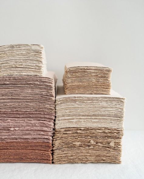 Stacked Paper Art, Stack Of Paper, Handmade Paper Journal, Recycled Paper Crafts, Paper Aesthetic, Handmade Paper Art, Warm Color Palette, Handmade Journals Diy, Handmade Aesthetic