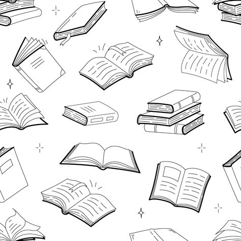 Textbook Drawings, Open Book Drawing, Book Doodle, Books Vector, Pattern Doodle, Book Vector, Book Outline, Book Pattern, Doodle Books