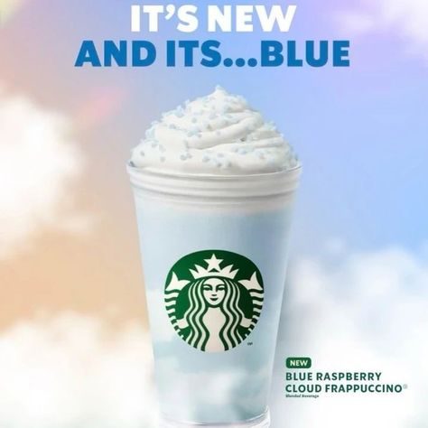 How To Order Starbucks, Starbucks Drinks Recipes, Starbucks Recipes, Blue Clouds, Blue Raspberry, Starbucks Drinks, Frappe, Food Obsession, About Uk