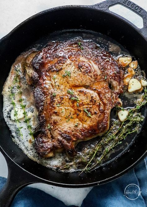 Cast Iron Steak (with garlic herb butter) Steak Salads, Cast Iron Skillet Steak, Cast Iron Skillet Recipes Dinner, Steak Taco Recipe, Steak Taco, Good Steak Recipes, Cast Iron Steak, Ribeye Steak Recipes, Steak Sandwiches