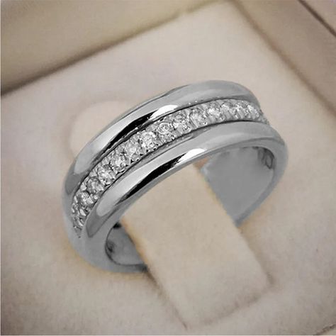 925 Silver Plated,Check Other Listing For Gold Band Ring Cubic Zircon Wedding Rings Men, Rings Opal, Diamond Half Eternity Band, Silver Diamond Ring, Cz Rings Engagement, Mens Engagement, Ringe Gold, Silver Wedding Bands, Eternity Band Ring