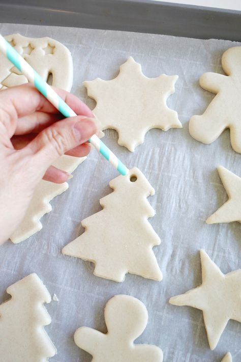 Salt Dough Ornaments - Childhood Magic Dough Recipe For Ornaments, Easy Salt Dough Ornaments, How To Make Salt Dough, Toddler Ornaments, Salt Dough Christmas Ornaments, Salt Dough Crafts, Salt Dough Recipe, Easy Ornaments, Handprint Ornaments