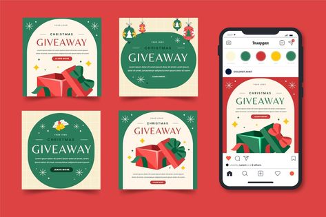 Promotion Template Design, Christmas Giveaway Graphic, Christmas Instagram Post Design, Social Media Giveaway Post Design, Instagram Christmas Post, 12 Days Of Christmas Social Media Ideas, Instagram Giveaway Post Ideas, Christmas Giveaway Post, Christmas Instagram Post Ideas