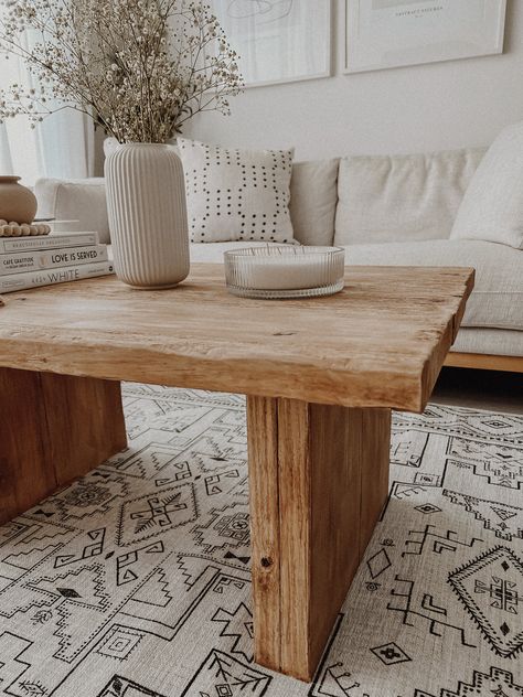 Ottoman With White Couch, Diy Coffee Tables Ideas Wood, Organic California Casual, Square Rustic Coffee Table, Using A Bench As A Coffee Table, Wooden Side Table Diy, Pouf End Table, What To Build Out Of Wood, Wood Bench Coffee Table