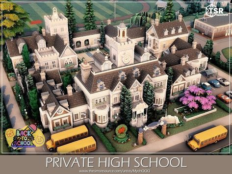 The Sims Resource - Private High School Sims 4 Presidential Cc, Sims 4 Student Housing, Sims 4 Boarding School, Sims 4 Highschool Build, Sims 4 Country Club, Sims 4 Lots Community, Sims 4 Highschool, Sims 4 Community Lots, Elementry School