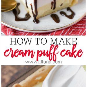 Cream Puff Cake Recipe (+VIDEO) | Lil' Luna Cream Puff Dessert Taste Of Home, What To Do With Pastry Cream, Cream Puff Cake With Puff Pastry, Pastry Cream Desserts Ideas, Light Delicious Desserts, Easy Creamy Dessert Recipes, Texas Pecan Fudge Loaf Cake Recipe, Australian Desserts Easy, Creme Puff Dessert