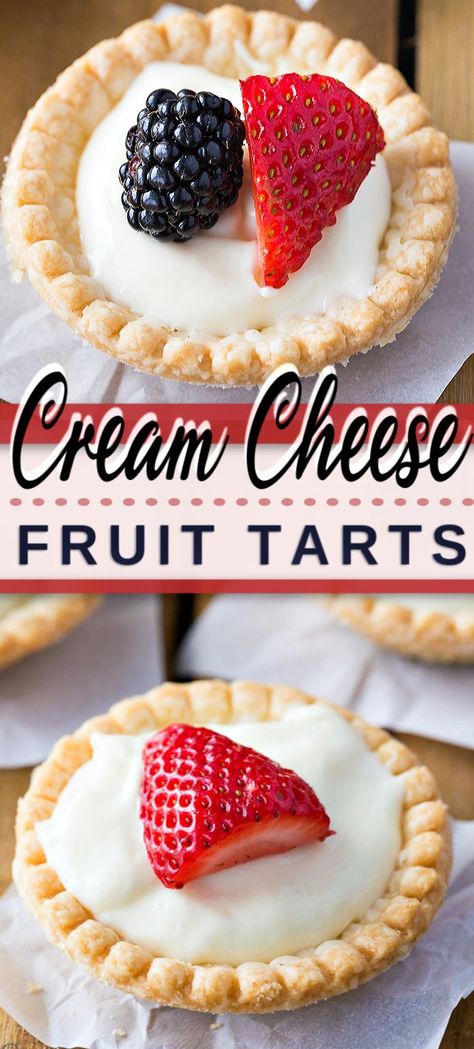 Mini Tart Recipes Desserts, Cream Cheese Tarts, Fruit Tart Recipe Easy, Cream Cheese Pudding, Easy Fruit Tart, Fruit Tart Filling, Recipe For Cream Cheese, Mini Tart Recipes, Easy Tart Recipes