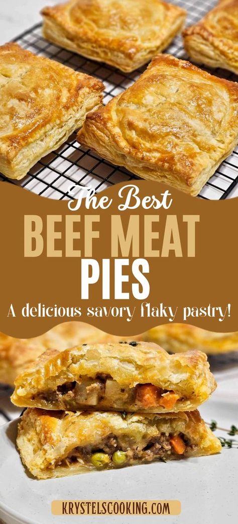 Looking for a fun, unique way to elevate your weeknight dinner menu? My Ground Beef Potato Hand Pies recipe is just what you need! Puff pastry and savory flavors combine for an irresistible meal that's perfect for busy families or entertaining guests. Don't miss out on this delightful recipe that's guaranteed to become a crowd-pleaser! Craving endless inspiration? Save this Pin to your collection and savor the flavor of creativity whenever you need it! Click that save button now! Lunch Hand Pies, Beef And Potato Pasties, Beef And Puff Pastry Recipes, Meat Filled Pastry, Meat Pies With Puff Pastry, Beef Hand Pies Puff Pastries, Puff Pastry Recipes Savory Ground Beef, Ground Beef Puff Pastry, Ground Turkey Puff Pastry Recipes