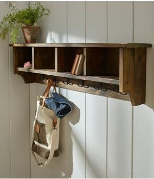 Furniture | Home Goods at L.L.Bean Wall Cubby, Cubby Wall Shelf, Cubby Wall, Wall Cubbies, Wall Shelf With Hooks, Pine Desk, Home Goods Furniture, Wood Shelving, Pine Coffee Table