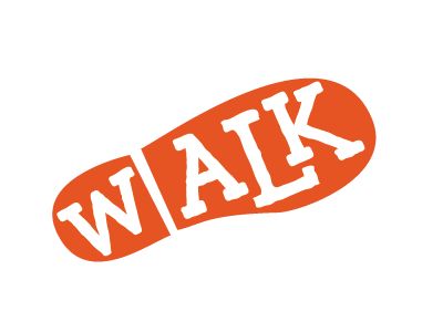 Walk Logo by Rachel Winter Walk Logo Design, Walking Graphic Design, Walk Typography, Footwear Logo, Path Logo, Walk Logo, Sneaker Logo, Walking Club, Race Walking