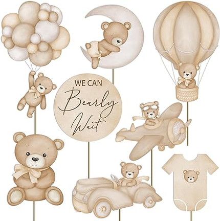 Our Bear-Theme Backyard Baby Shower | "We Can Bearly Wait" Bearly Wait Baby Shower Centerpieces, Kids Party Centerpieces, Backyard Baby Showers, Baby Giveaways, Teddy Bear Cartoon, Decorations Birthday Party, We Can Bearly Wait, Bearly Wait, Baby Shower Invitaciones