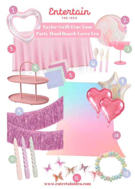 Lover Inspired Birthday Party, Eras Viewing Party, Taylor Swift Themed Birthday Party Lover, Taylor Swift Themed Brunch, Eras Tour Movie Party, Lover Taylor Swift Party Ideas, Lover Birthday Party Taylor Swift, Lover Birthday Party Ideas, Taylor Swift Backdrop Party