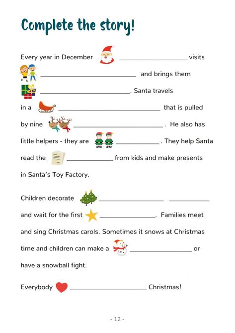 Christmas online worksheet for ow1-ow5. You can do the exercises online or download the worksheet as pdf. Complete The Story, Christmas Lesson, English Christmas, Christmas Teaching, Christmas Reading, English Exercises, Christmas Worksheets, English Worksheets For Kids, Kids English