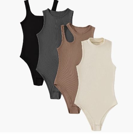 Women's 4pcs Casual Solid Sleevelss Ribbed Knit Bodysuit Pack Please feel free to use my affiliate link to get it. https://amzn.to/3Jdo6Eb #amazonfinds #amazon #dealoftheday Classic Work Outfits, Ribbed Knit Bodysuit, Bodysuit Tops, Casual Bodysuit, Tank Bodysuit, Casual Tanks, Knit Bodysuit, Ribbed Bodysuit, White Bodysuit