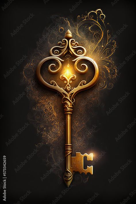 Golden Key Wallpaper, Gold Key Aesthetic, Digital Drawing Tips, Key Wallpaper, Jungkook X Reader, Magical Key, Digital Art Programs, Ancient Key, Magic Door