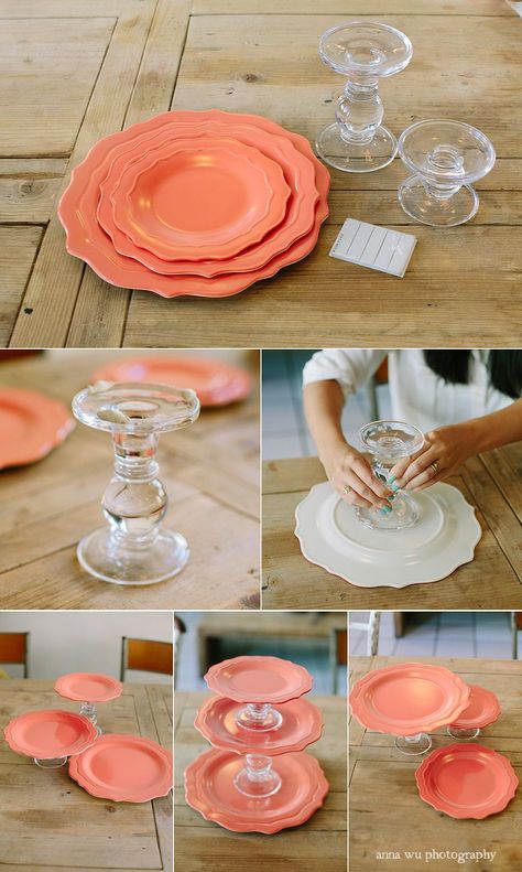 Diy Cake Stand, Cake Plates Stand, Cupcake Stand, Kandy, Diy Cake, Tree Crafts, Dollar Tree Crafts, Dollar Store Crafts, Dollar Store Diy