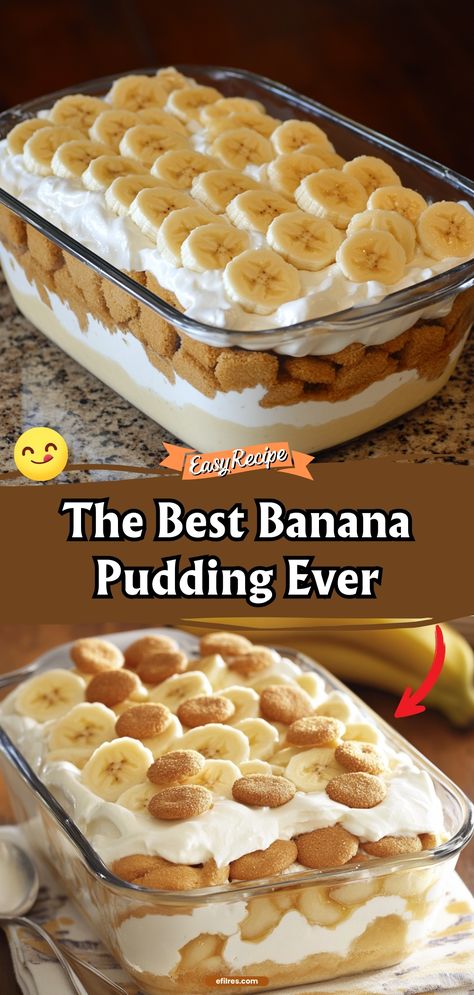 Experience the best banana pudding that's creamy, rich, and loaded with banana flavor. It's a dessert that will keep you coming back for more. #BananaPudding #DessertGoals #SweetTooth Banana Pudding Not Your Mama, Banana Pudding Recipe With Cool Whip, Whipped Cream Banana Pudding, Homemade Banana Pudding With Cream Cheese, Peanut Butter Banana Pudding Recipe, Bananapudding Southern Banana Pudding, Banana Pudding Meringue Recipe, Banana Layered Dessert, The Best Banana Pudding Ever