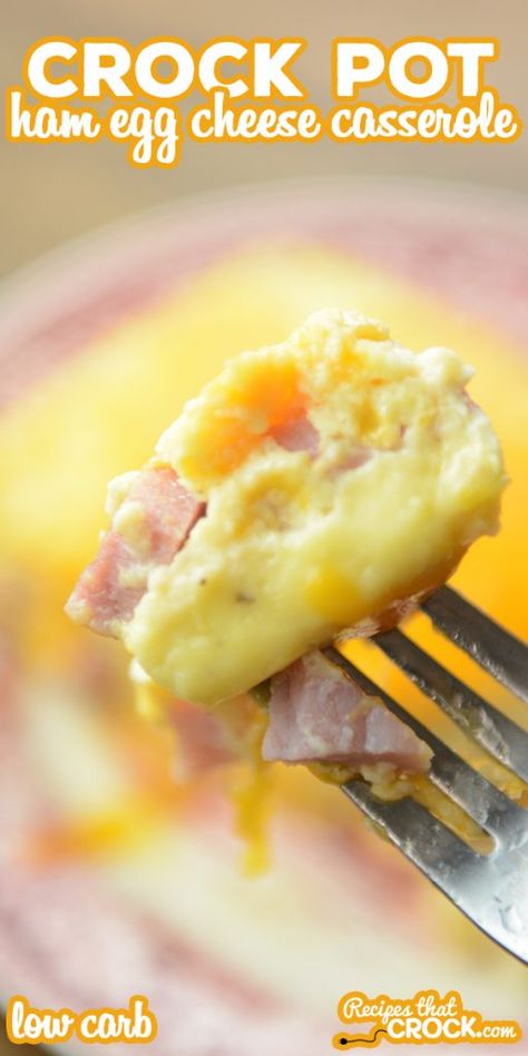 Crockpot Egg Bake, Egg Cheese Casserole, Cheese Casserole Recipes, Ham And Egg Casserole, Crock Pot Ham, Egg And Cheese Casserole, Ham And Cheese Casserole, Casserole Low Carb, Ham Casserole Recipes