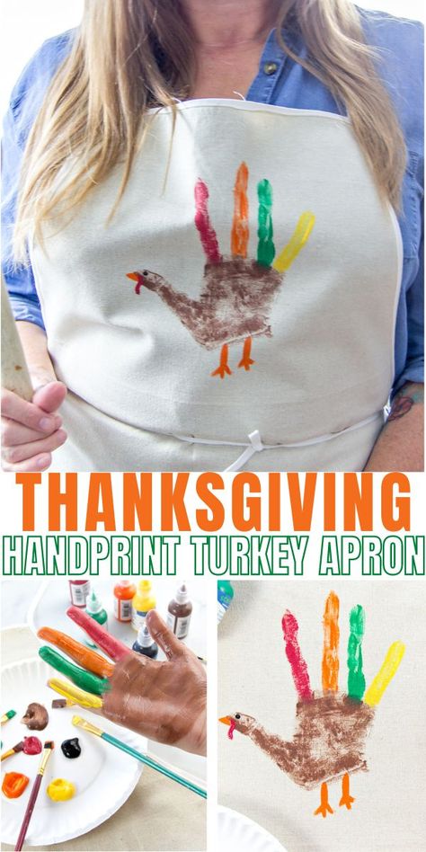 Make a Turkey Handprint Thanksgiving Apron • Kids Activities Blog Apron Craft, Turkey Handprint, Handmade Bread, How To Make Turkey, Diy Apron, Fun Activities For Toddlers, Craft Apron, Easy Turkey, Fun Crafts To Do