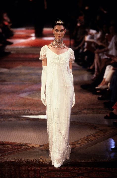 Revisit the most fabulous couture wedding looks to ever float down the runway. Tap to see more. Academy Museum Gala, Lily Cole, Academy Museum, Mcqueen Dress, Lily Donaldson, Couture Wedding Gowns, Chanel Couture, Silk Chiffon Dress, Dior Haute Couture