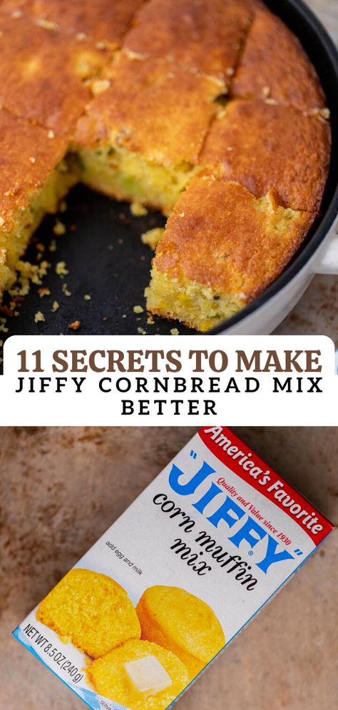 Making Boxed Cornbread Better, Sweet Cornbread Recipe Jiffy With Corn, Good Cornbread Recipe, Cornbread Box Recipe, Box Cornbread Recipes, Best Box Cornbread Recipe, How To Make Cornbread Mix Better, Sweet Cornbread With Jiffy Mix Boxes, Best Boxed Cornbread Recipe