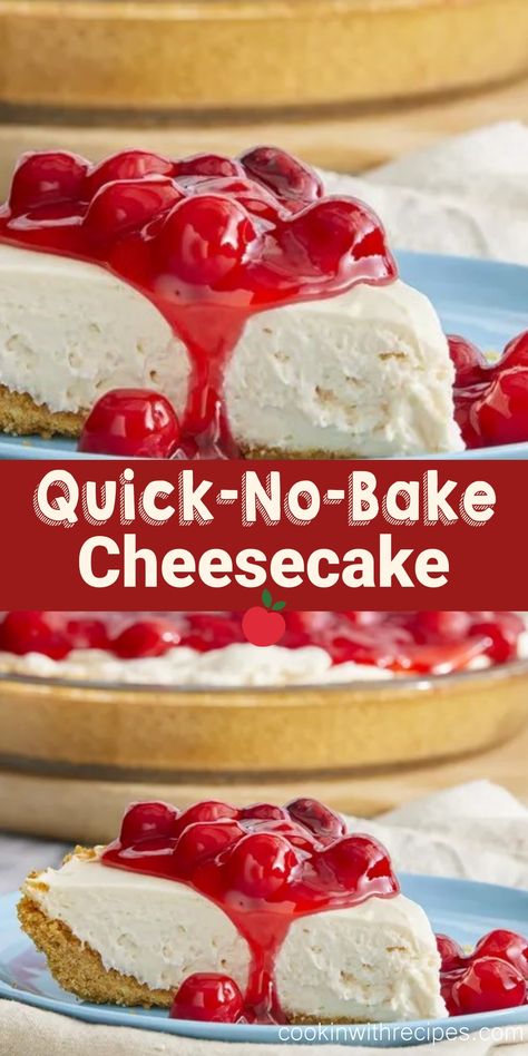 Quick-No-Bake Cheesecake Recipe - This no-bake cheesecake is my go-to recipe when I want cheesecake in a flash. I love to share it with friends and family. It's as easy as 1-2-3! Top with additional graham cracker crumbs and whipped topping, if desired. No Bake Philadelphia Cheesecake Recipe, Gluten Free Cheesecake Recipe No Bake, Strawberry Cheesecake Recipes Easy Homemade, No Bake Cherry Cheesecake With Cool Whip, Cool Whip Cheesecake No Bake, 3 Ingredient Cheesecake No Bake, Easy No Bake Cheesecake 4 Ingredients, Homemade No Bake Cheesecake, Gluten Free No Bake Cheesecake