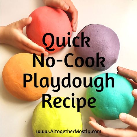 Ready for a quick no-cook playdough recipe? You’ll be inspired by how easy this recipe is to make. It calls for just 4 ingredients (5 if you count water as an ingredient) and you do not have to cook it on the stove, just add boiled water. I don’t know about you, but I cringe […] The post How to make a quick no-cook playdough recipe appeared first on Altogether Mostly. No Cook Playdoh, 2 Ingredient Playdough, Cook Playdough Recipe, Soft Playdough Recipe, No Cook Playdough, Easy Play Dough, Best Playdough Recipe, Easy Homemade Playdough Recipe, Soft Play Dough