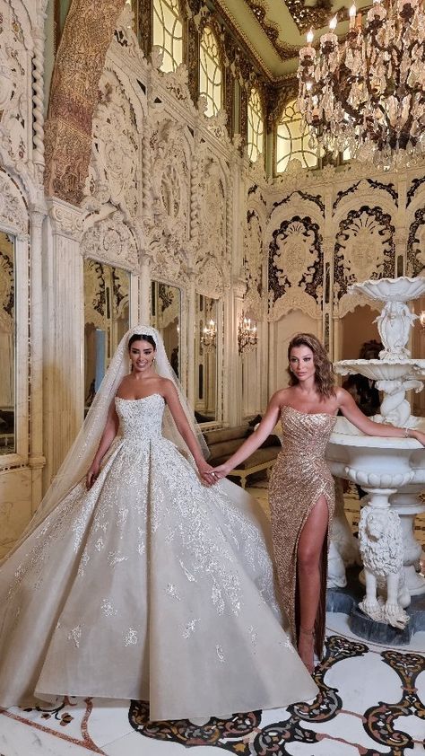 Lebanese Wedding Dress, Tag Your Sister, Sister Wedding Dress, Bridal Accesories, Lebanese Wedding, Wedding Dress Bustle, Dream Wedding Decorations, Gold Bridesmaid Dresses, Wedding Dresses Cinderella