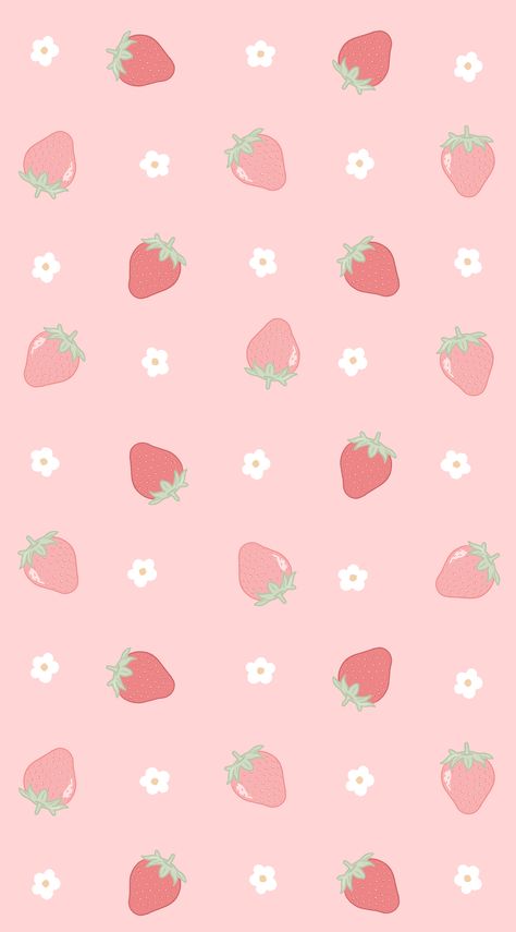 Cute strawberry pattern illustration. Ipad Wallpaper Strawberry, Strawberries Background, Ipad Wallpaper Pink, Pink Ipad Wallpaper, Wallpaper Strawberry, Pink Wallpaper Kawaii, Iphone Wallpaper Pink, Strawberry Background, Pink Wallpaper Ipad