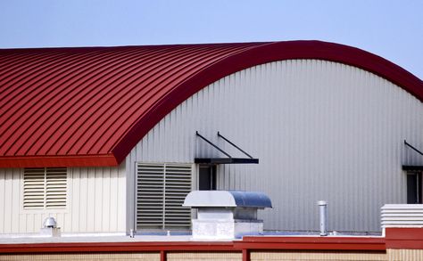 Series 300 Curved Metal Roof on Sharon Elementary School Roof Exterior Design, Academy Design, Arched Roof, Curved Roof, Factory Architecture, Industrial Architecture, Metal Roofing, Roofing Materials, Metal Roof