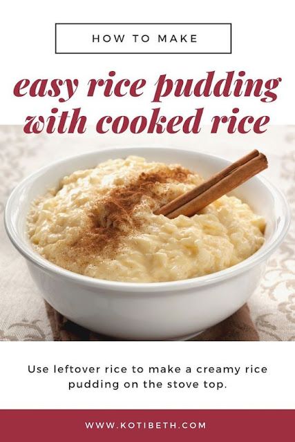 Easy Rice Pudding Recipe, Stovetop Rice Pudding, Stove Top Rice, Rice Pudding Recipe Easy, Pudding Homemade, Cooked Rice Recipes, Homemade Rice Pudding, Easy Rice Pudding, Baked Rice Pudding