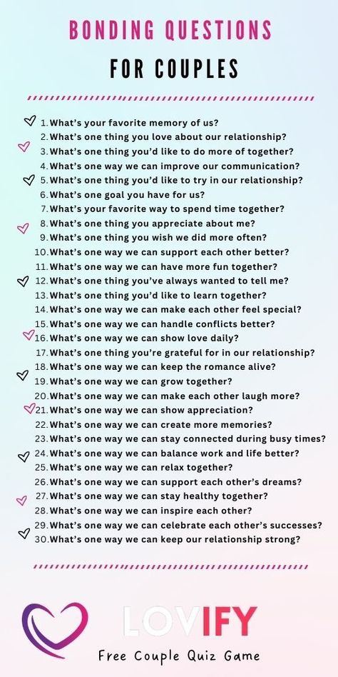 Bonding Questions for Couples | Get Lovify App For Fun Couple Quizzes Game Night Questions For Couples, Game For Couples Question, Fun Couple Games Questions, New Couples Questions, Qna Questions For Couples, Couple Challenge Questions, Couples Communication Games, Date Night Truth Or Dare, Relationship Truth Or Dare Questions