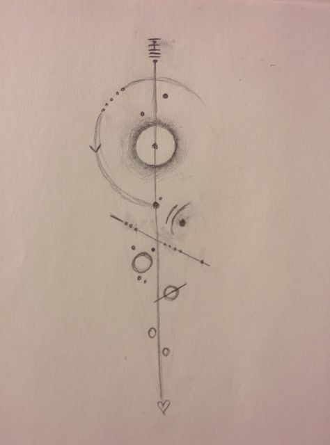 Sort of attempt / example:  Sun in center, 4 inner planets (Earth w/ orbit marked + moon), asteroid belt, Jupiter w/ 4 moons, Saturn w/ rings, Uranus & Neptune & Pluto as a heart at the bottom and birthday in binary at the top. Could also include comets, asteroids, stars etc? Binary Stars Tattoo, Binary Star Tattoo, Orbit Tattoo, Genuine Tattoo, Geo Tattoo, Jupiter Tattoo, Hannah Tattoo, Solar System Tattoo, Binary Star