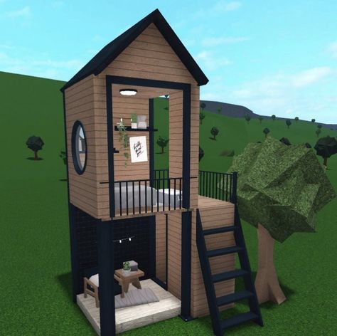 bloxburg small house layouts Tiny House Bloxburg Exterior, Tiny Home Bloxburg Exterior, Under Stairs Ideas Bloxburg, Mini House Ideas Bloxburg, Small Bloxburg House Ideas Modern, Bloxburg Barbecue Ideas, Tiny House Design Bloxburg, Mini House Layout Bloxburg, Tiny House Bloxburg Layout