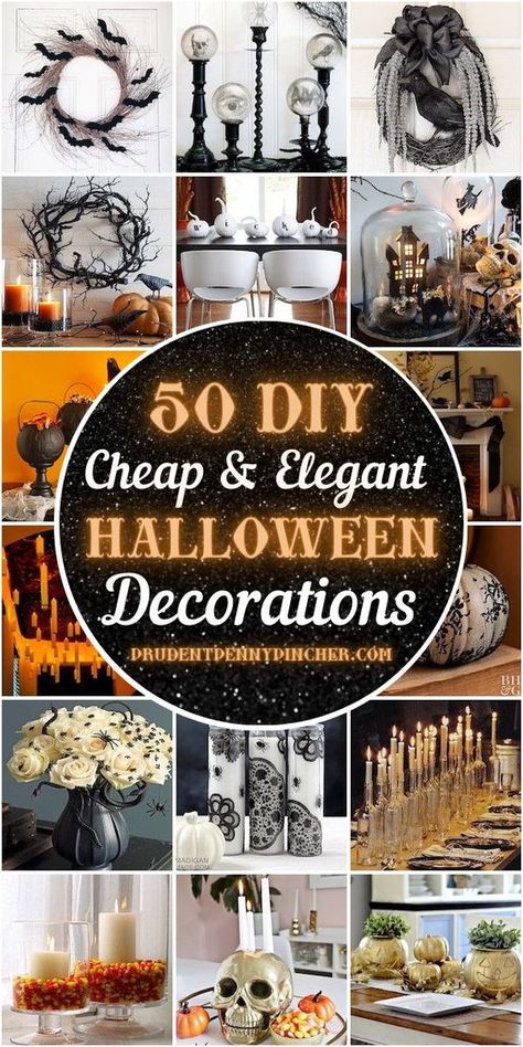 Throw a sophisticated halloween party on a budget with these cheap and elegant halloween decorations. From classy halloween centerpieces and table decor to spooky DIY halloween wreaths, there are plenty of easy halloween decor ideas for the home to choose from. Classy Diy Halloween Decor, Halloween Decorations Temu, Halloween Lace Decor, Halloween Decor Budget, Halloween Party Centerpiece Ideas Table, Spooky Halloween Centerpiece, Halloween Party Cheap Decorations, Halloween Decorations For Tables, Halloween Themed Centerpieces