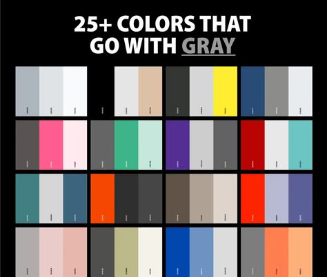 Colors That Compliment Grey, Colours That Go With Grey, Best Color Palettes, Mixing Paint Colors, Colours That Go Together, Business Fonts, Colour Theory, Good Color Combinations, Grey Color Palette