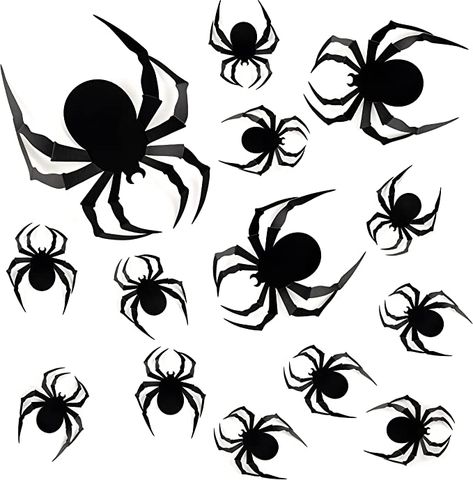 Coogam 60 PCS Halloween 3D Spiders Decoration, Scary Realistic Black Spider Sticker DIY Windows Wall Decal for Home Decor Bathroom Indoor Hallowmas Party Supplies Diy Windows, Spider Sticker, Bat Decorations, Spider Web Decoration, Spider Decorations, Scream Halloween, Halloween 3d, Home Decor Bathroom, Halloween Scene