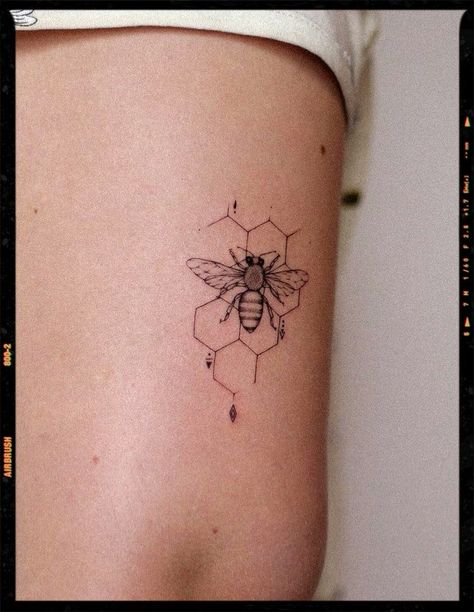 Edgy Bee Tattoo, Honey Bee Tattoo Honeycomb, Manly Bee Tattoo, Two Bumble Bee Tattoo, Honey Bee And Honeycomb Tattoo, Geometric Bee Tattoo Honeycomb, Geometric Honey Bee Tattoo, Dainty Honey Bee Tattoo, Bee Color Tattoo