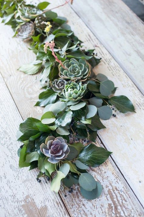 succulent table runner | 35 Most Creative Ideas for Succulents in Weddings | http://emmalinebride.com/modern/succulents-in-weddings/ Greenery Wedding Centerpieces, Table Garland, Beautiful Wedding Reception, Succulent Centerpieces, Floral Table Runner, Succulent Wedding, Eucalyptus Wedding, Deco Floral, Wedding Table Centerpieces