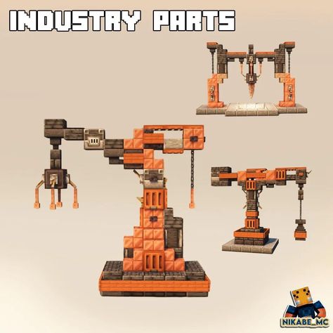 Minecraft Industrial Decoration, Minecraft Industry Building, Minecraft Mechanical Builds, Minecraft Factory Steampunk, Steampunk Minecraft Builds Easy, Minecraft Industrial Factory, Minecraft Scaffolding Ideas, Minecraft Steampunk House Ideas, Minecraft Building Ideas Industrial