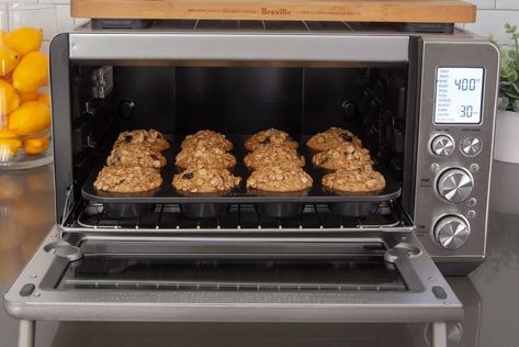 A dozen muffins baking in a Breville Smart Oven Air Fryer. Breville Joule Oven Recipes, Breville Oven Air Fryer Recipes, Breville Smart Oven Pro Recipes, Breville Smart Oven Recipes, Breville Air Fryer Pro Recipes, Breville Smart Oven Air Fryer Pro Recipes, Breville Smart Oven Air Fryer Recipes, Breville Air Fryer Recipes, Breville Smart Oven Air Recipes