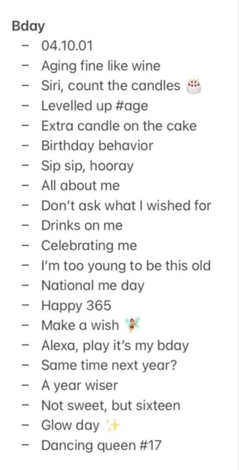 Aesthetic Birthday Captions For Yourself, Cute Captains For Instagram, Instagram Caption For Selfies, Birthdays Captions Instagram, Aesthetic Bday Captions, Aesthetic Words For Caption, Quote For Instagram Captions, Random Bios For Instagram, Birthday Quotes For Self Posts