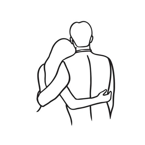 Doodle Drawings Love Cute, Couple Hug Sketch, 2 People Together Drawing, Loving Couple Drawing, Man And Woman Illustration, Cute Love Couple Drawings, Man Hugging Woman Drawing, Love Expressions Drawing, Sketch For Couple