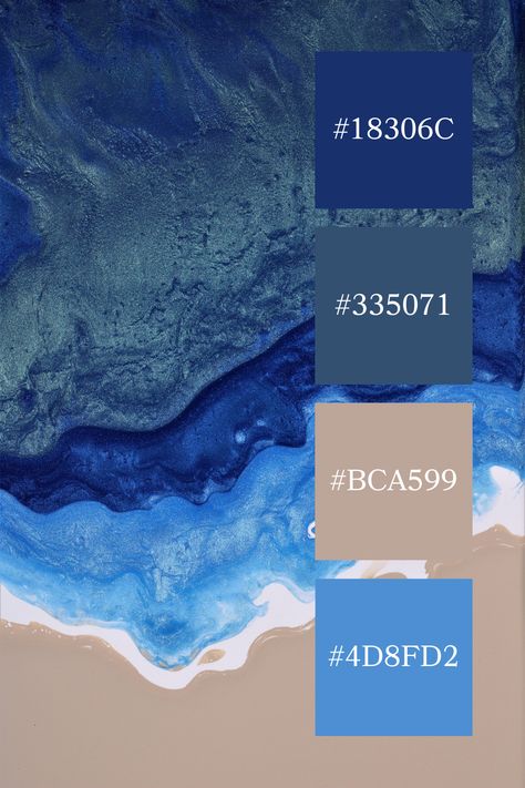 A dynamic blue ocean color palette with deep navy and vibrant blue waves blending into white foam, reminiscent of an aerial view of the ocean meeting the shore. Navy Pallete Color, Sea Color Palette Ocean, Blue Complementary Color Palette, Deep Ocean Color Palette, Sea Colour Palette, Blue Pallet Color, Ocean Blue Color Palette, Deep Blue Color Palette, Sea Color Palette