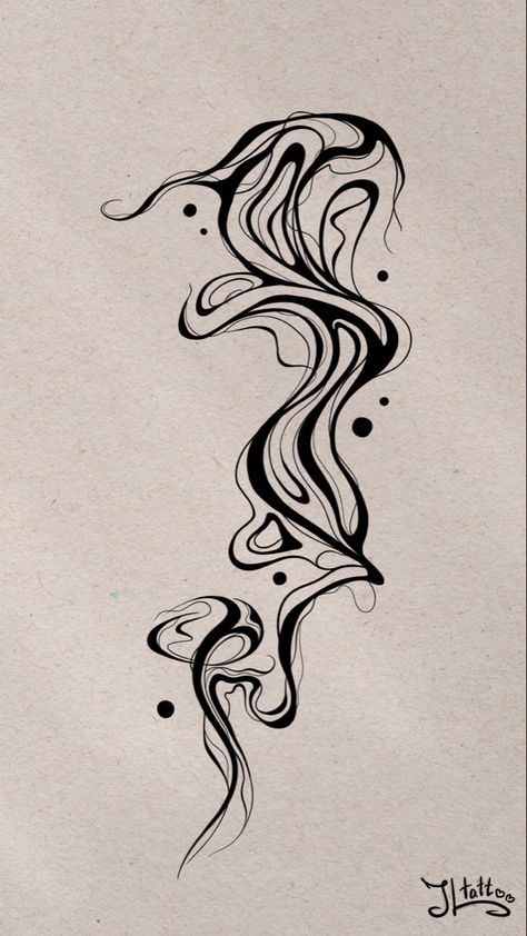 Squiggly Lines Tattoo, Liquid Marble Tattoo, Chaotic Tattoo Ideas, Trippy Line Tattoo, Suminagashi Tattoo Ideas, Backgrounds For Tattoos, Whispy Tattoos, Oil Slick Tattoo, Suminagashi Tattoo Design